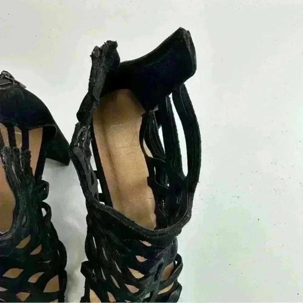 Material Girl Women’s Shoes Sandals Block Heels‎ Suede Black Size 6